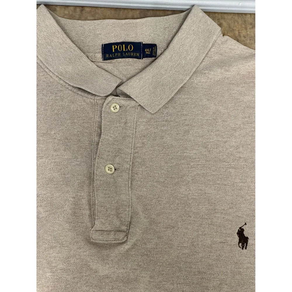 Polo Ralph Lauren Polo Shirt Mens 4XLT Tan Short Sleeve Pique Pony Logo Golf